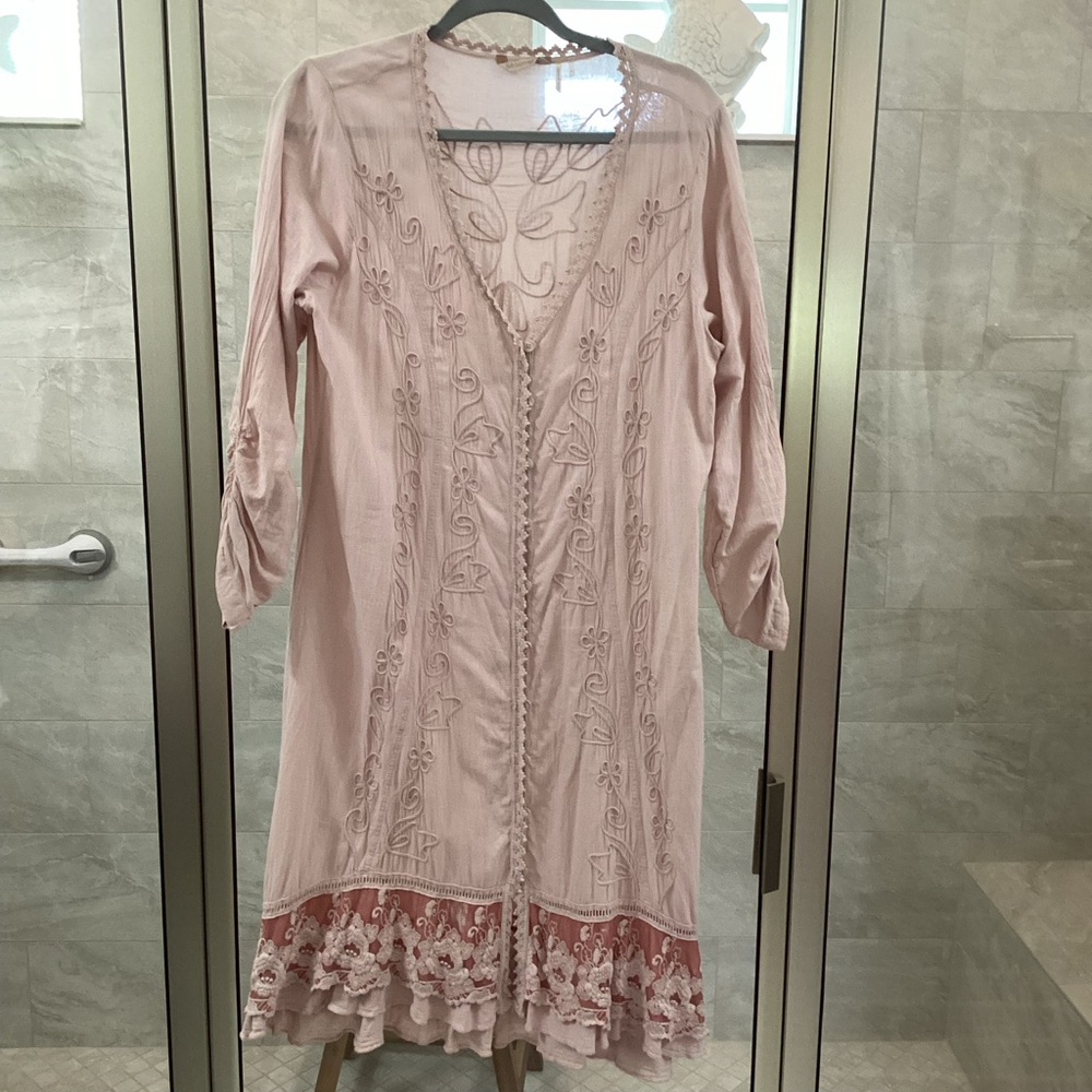 Soft Surroundings Blush Lace-Trimmed Dress
